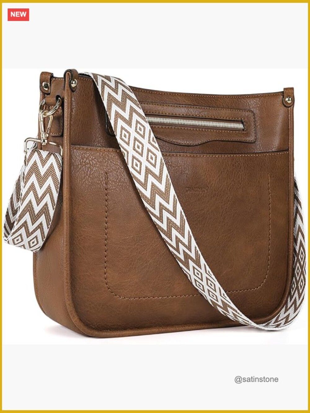 Vegan Leather Hobo Crossbody Bag with 7 Pockets Adjustable Strap